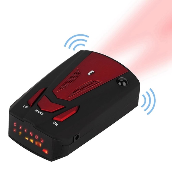 16 frekvensband 360 grader V7 GPS Bilhastighet Säkerhet Röstvarning Laserradardetektor (röd)