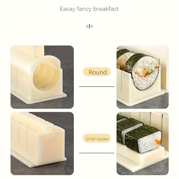 Sushi Form Sæt, 3-delt Plast Bento Tilbehør & Risbold Maker, Genanvendelig Square