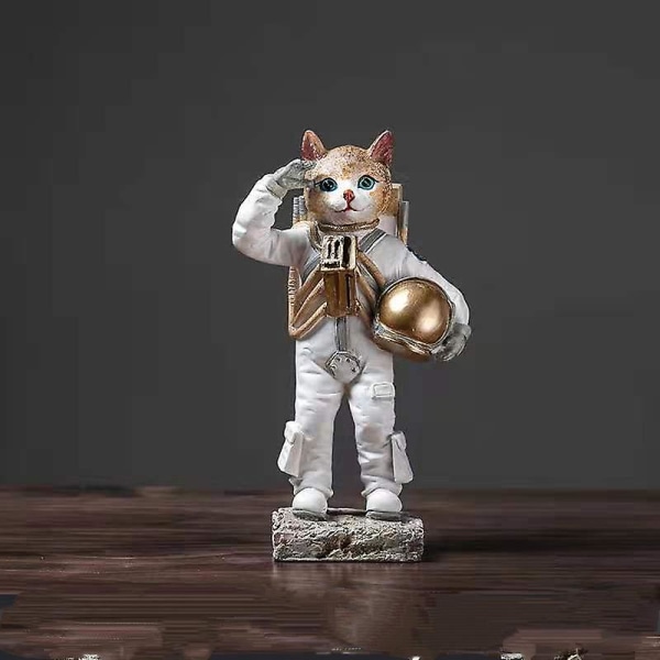 Astronaut Cat Skulptur Simulering Av Aerospace Dyr Hvit