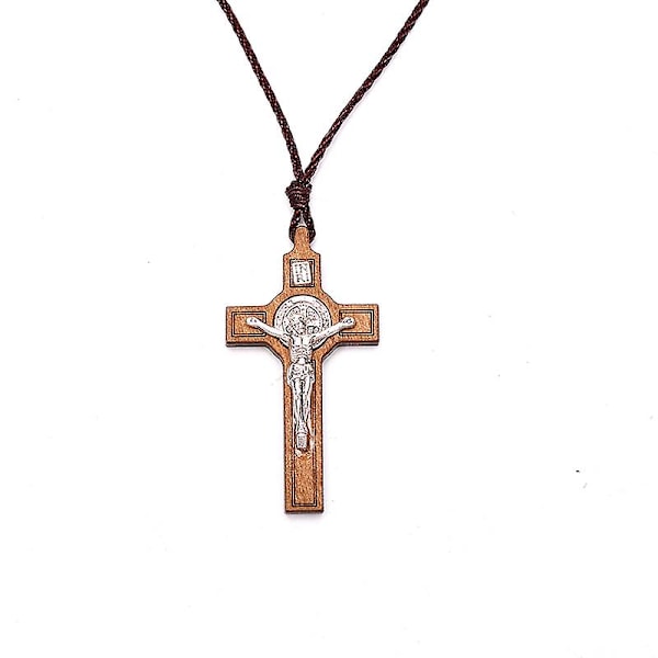 Retro Jeesus Risti Kaulakoru Puu Metalli Riipus Korut Charm Kaulakoru Lahja Ruskea Brown 1PC