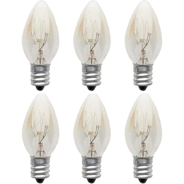 6 delar Glödlampa E12 Glödlampa 220v 10w C7 Spets Bubbla E12 Liten Skruv Saltlampa, Nattlampa Med Glödlampa För Saltlampa, Glödlampa