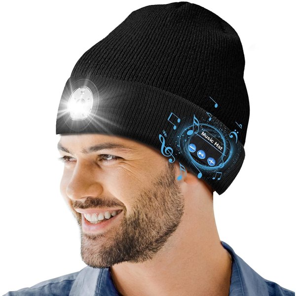 Gaver til mænd, Bluetooth Led Beanie Hat, hemmelige julemandsgaver til mænd, strømpe