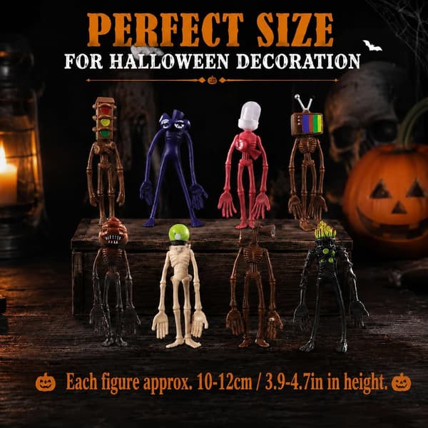 8 x Siren Head Halloween Dekoration Gyser Monster Figur Sæt