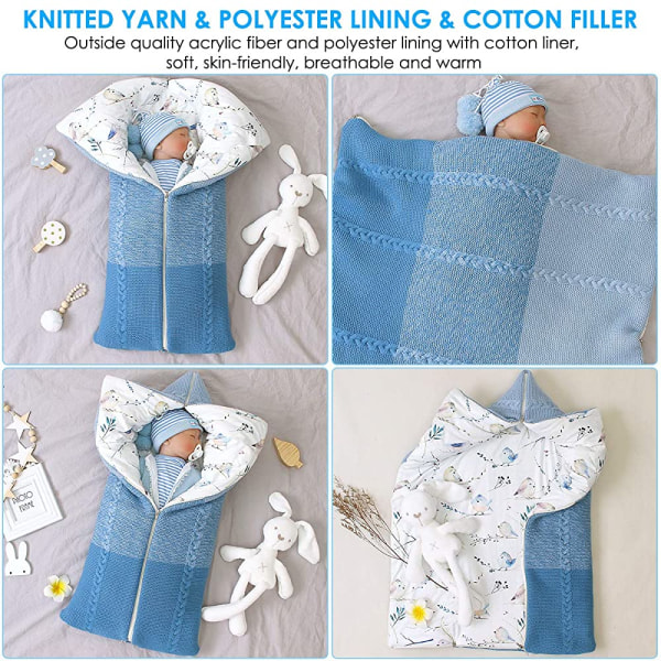 Baby swaddle tæppe klapvogn wrap, blød tyk fleece varm tæppe nyfødt sovepose til 0-12 måneder drenge piger