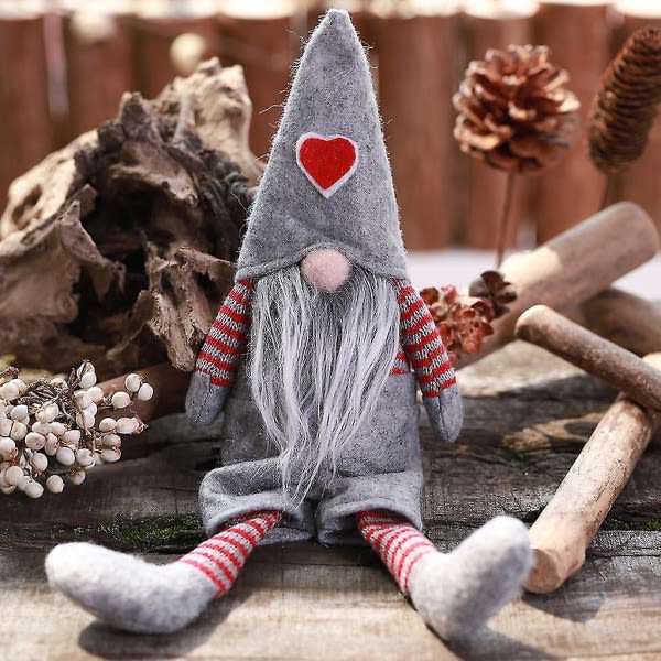 Merry Christmas Langbenet svensk Nisse Gnome Plysj For Doll Ornament Håndlaget Cc