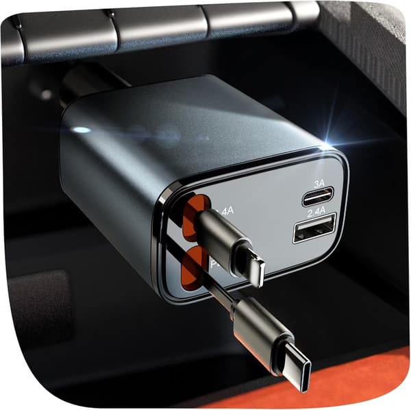 Uttrekkbar billaderadapter 69W sigarettenner USB C rask billader for telefon Reisetilbehør til bil Gave til kvinner og menn