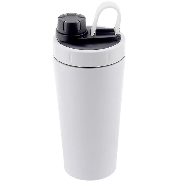 Rustfrit Protein Shaker Flaske i Rustfrit Stål - Isoleret - Holder Varmt/Koldt - Tåler Opvaskemaskine - Dobbeltvægget - Lugtfri (Farve: Hvid)