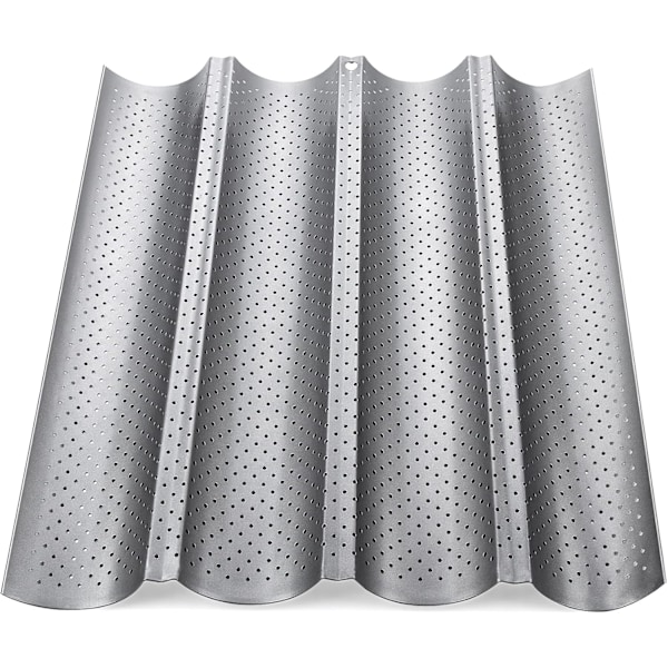 Baguette bageplade, Perforerede franske baguetteforme til 4 baguettes silver