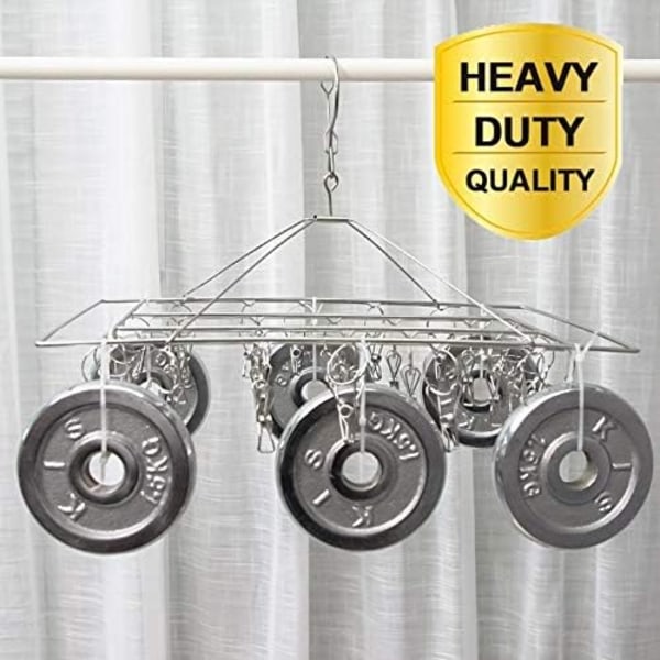 Stainless steel sock drying rack, 2 hangers, 36 pegs