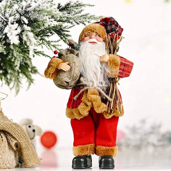 Jultomte dockor stående jultomte figur jul figur figur dekor för semesterfest heminredning (Skeppas från USA)