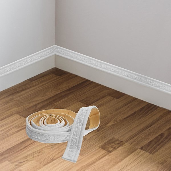 Tapettirulla reunus 3D seinälista reunuslista itseliimautuva seinätarra {FW} Valkoinen 228.00X4.00X0.50CM White