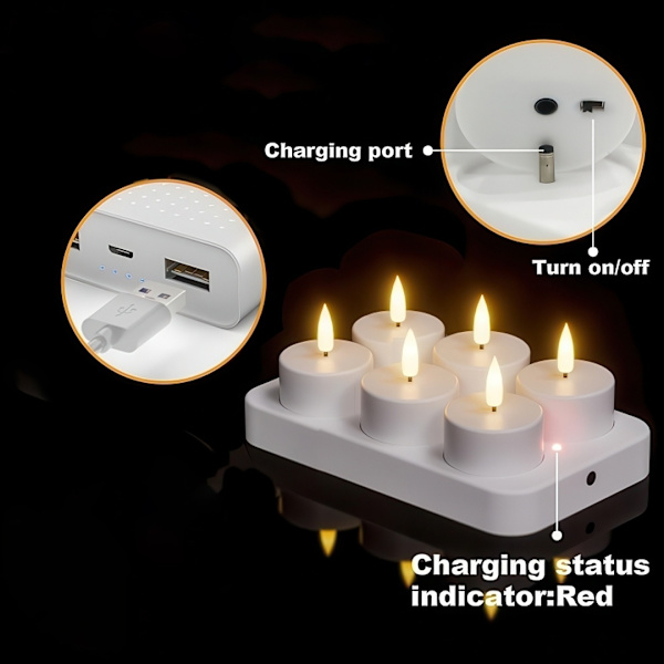 Oppladbare telys – LED-lys med kontroll og timer 540 12-Pack