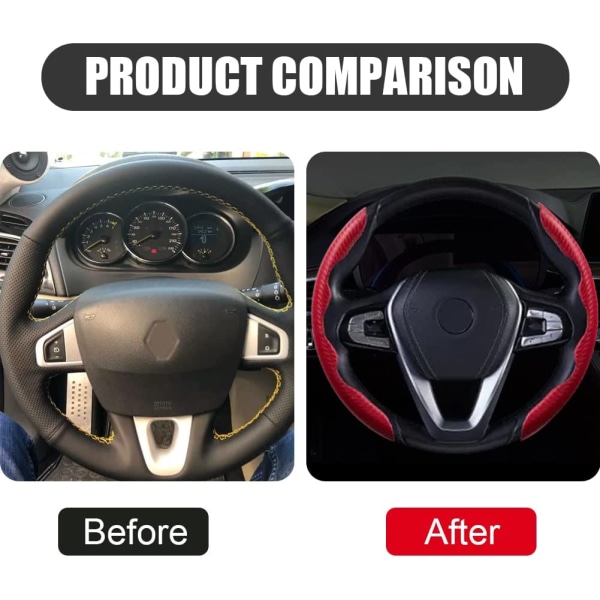 Car Rat Cover, Universal 2 Stk Carbon Fiber Anti-slip Bil Wheel Cover Anti-skrid Plys Komfortabelt Rat Covers Tilbehør (Rød)