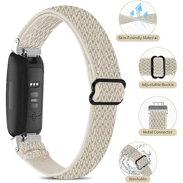 Elastiske sportsbånd kompatible med Fitbit Inspire 2/ Inspire HR/Inspire, mykt stoffarmbånd nylon elastisk erstatningsarmbånd kvinner menn