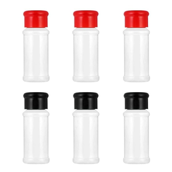 6 stk Plast krydderkrukke Salt Peber Shakers Krydderi Krukke Flasker Beholder med sigtelåg Låg Velegnet til køkken