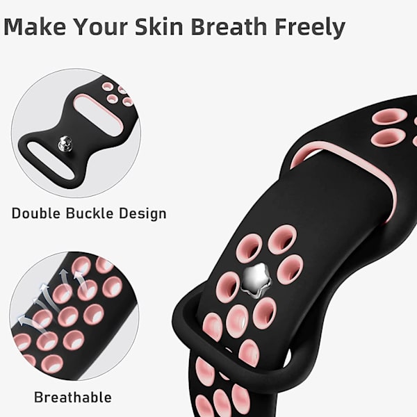 6-pack sportband kompatibla med Apple Watch band 44mm 45mm 42mm 41mm 40mm 38mm 49mm, ventilerande mjukt silikon sportband för Apple Wa