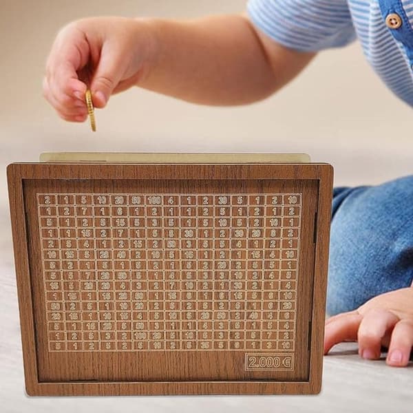 Ihålig spargris i trä för vuxna och barn - Myntsparbox - Kontantförvaring