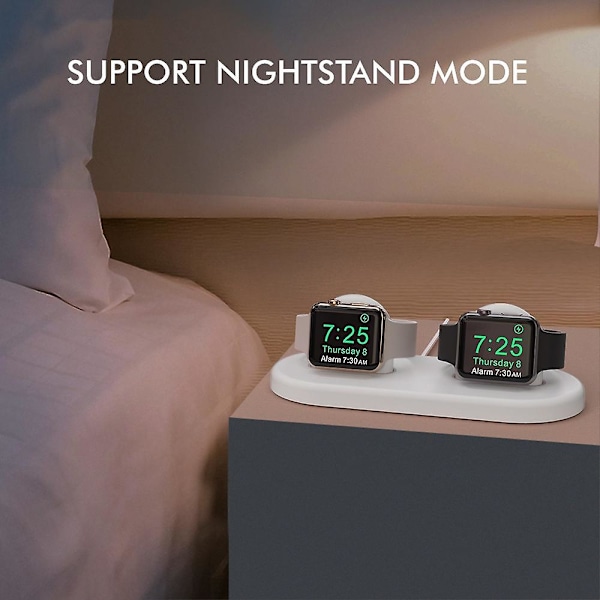 AHASTYLE PT116 Opladningsstander med Dobbelte Positioner til Apple Watch, Smartwatch Opladerholder Base [HK] Style D Apple Watch SE (2022) Style D Apple Watch SE (2022) White