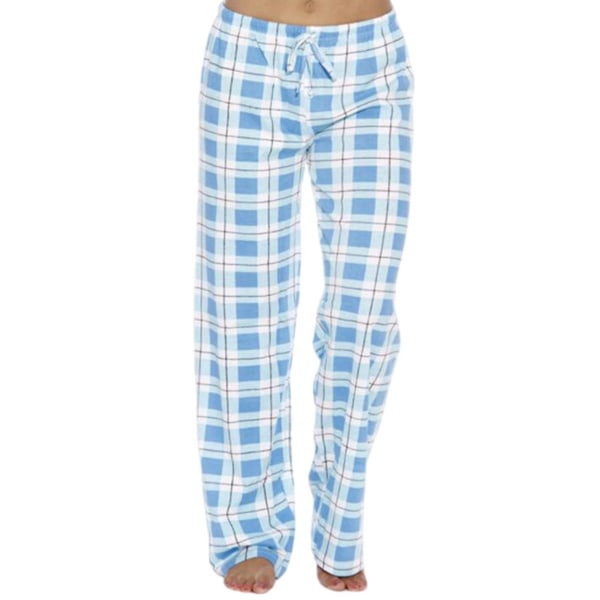 Kvinners skinn med elastiske pyjamasbukser tilfeldig baggy loungewear lyseblå Light blue M