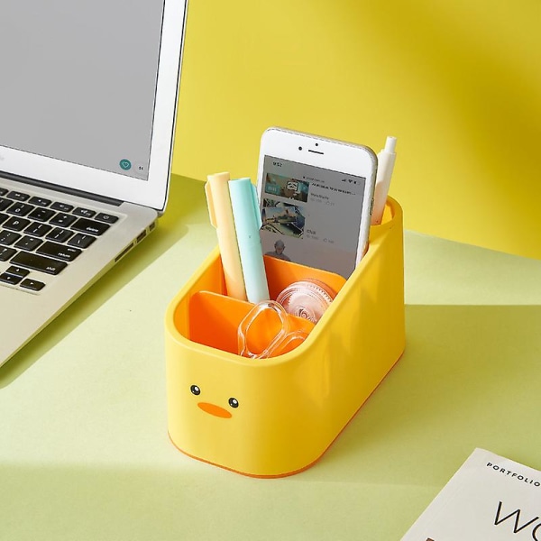 OpbevaringsboksMulti-grids Kosmetisk  Cute Yellow Duck Fjernbetjeningsholder 4 Grid Office Desktop