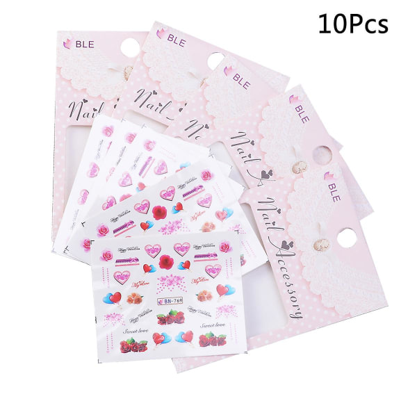 10 ark Klistermärken Naglar Dam Nail Art Sticker Nail Art Dekaler Kvinnor Nail Stickers