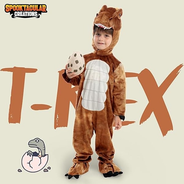 Realistinen T-Rex-asu, Dinosaurin Hyppyasu Munalla Lapsille ja Taaperoille Halloween-Pukuihin, Pronssi L Bronze L