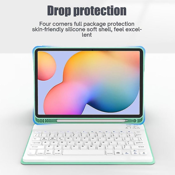 Deksel med bakgrunnsbelyst tastatur for Samsung Galaxy Tab A7 Lite 8,7 tommer 2021 (modell: Sm-t220/sm-t225)( farge: grønn)