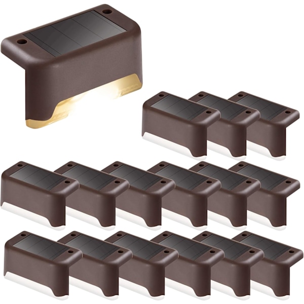 Solcellsdrivna Utomhus Trappljus, 16-pack Vattentäta LED Utomhuslampor