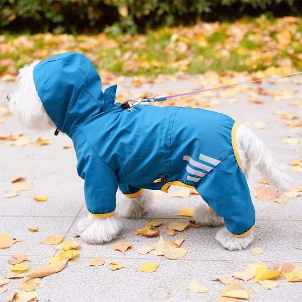 Hund Regnkläder Stega In Hund Vindtät Regnrock Fyra Säsonger Husdjur Kläder Utomhus Promenader Regnrockar med Reflekterande Ränder 1 1 XL