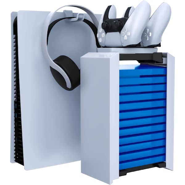 3-i-1 Spelkonsol Organiser, PS5 Tillbehörssats - 12 Skivor Universal Spellagringstorn