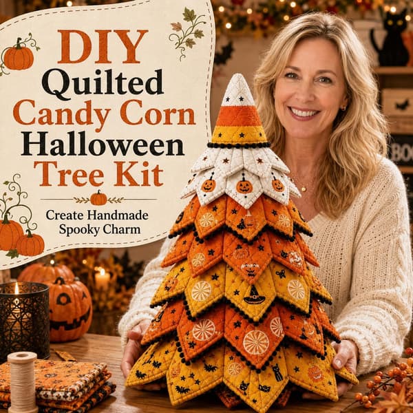 DIY Quilted Christmas Tree Fabric Kit, 3D Fabric Patchwork Craft Set for Beginners, Handmade Table Decoration for Home, Mantel, Table, Office #M