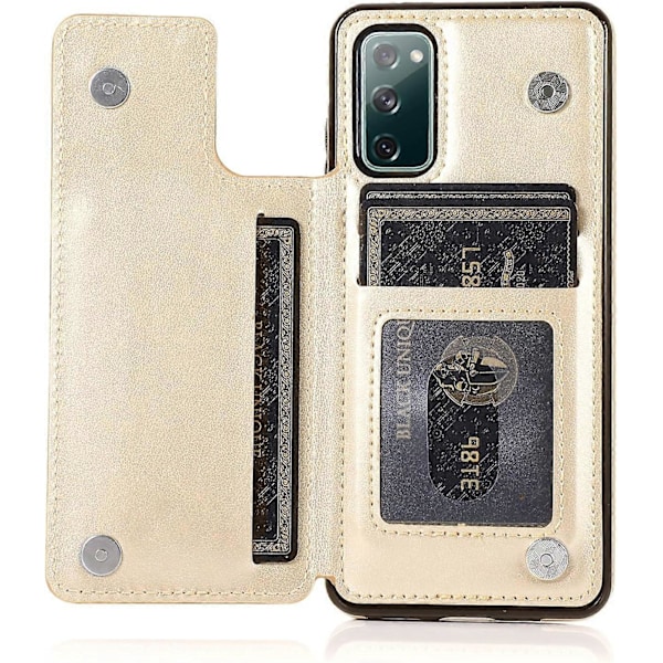 Telefoncover til Samsung Galaxy S20 FE 5G/S20 Fan med hærdet glas skærmbeskytter kortholder pung etui stativ flip læder tilbehør guld