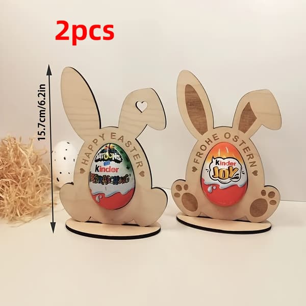 2 stk. Kaninpynt i tre - Påskeegg-holdere 2pcs