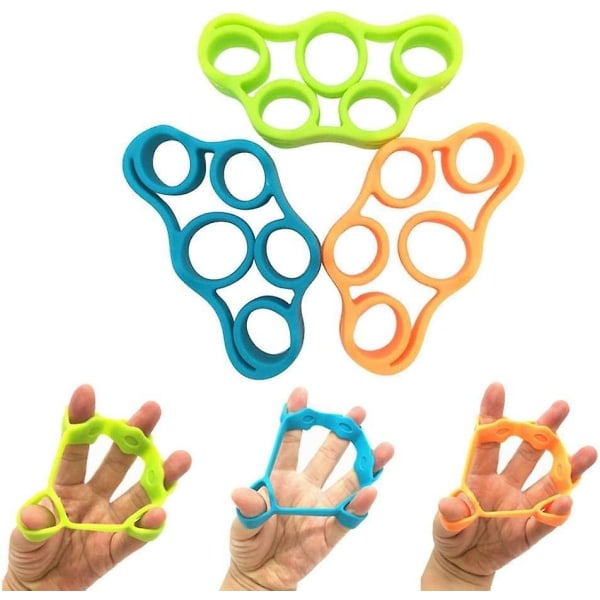 Silikon Finger Rally Finger Stretcher Håndmotstandsbånd Finger Rehabiliteringstreningsenhet med 3 størrelser (3kg/8.8ib 4kg/6.6ib 5kg/11ib) (Grønn+)