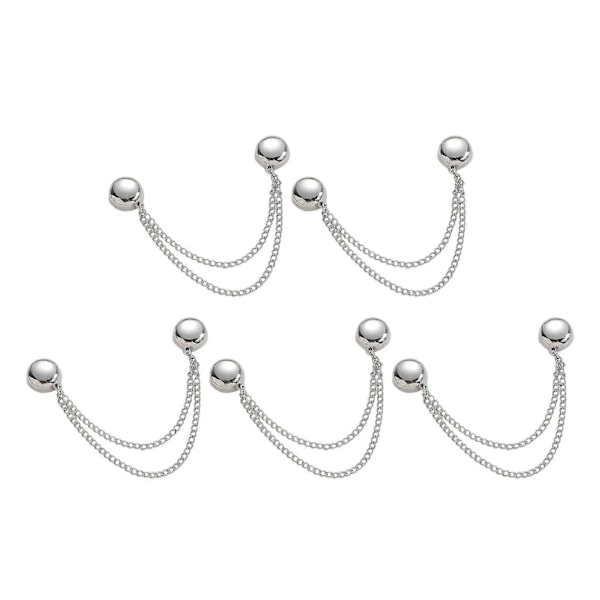 5 kpl Magneettisia Klipsejä Housuihin, Magneettisoljet Ketjulla, Monikäyttöiset Vaatteiden Kiinnikkeet, Magneettineulat Huiviin, Neuletakkiin, Hihansuuhun, Reunaan_xx Silver
