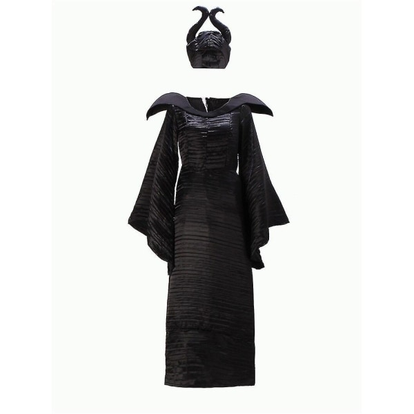 Halloween Tornerose Heks Maleficent Kjole Til Voksen Ond Heks Karneval Cosplay Kostume Outfit Q S