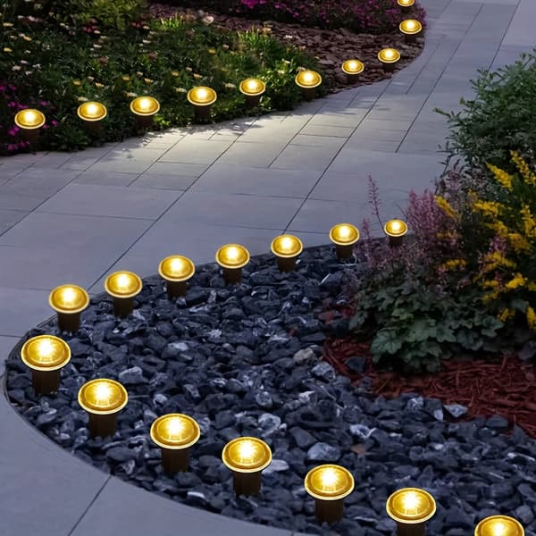 15 solcelledrevne flate hagelys for hagedekorasjon White Light 15 pcs