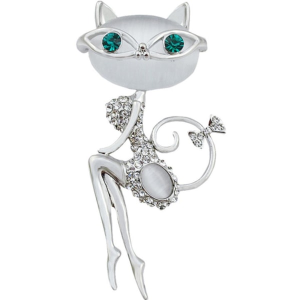 Antiikki luotu opaalikristalli kissan rintakoru, huivihuivi Naisten laukkukoristeet, hopea