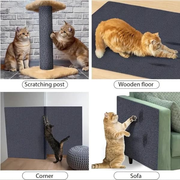 Selvklebende klorestativ for katt - DIY-beskyttelse mot kløring for møbler og vegger - Slitesterk teppebeskyttelse 200 x 40 cm mørkegrå