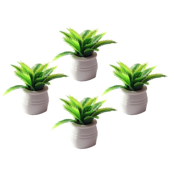 4 stk Mini potteplante kunstig potteplante bordplante Bonsai boligindretning（3,5x3,5 cm，grøn）