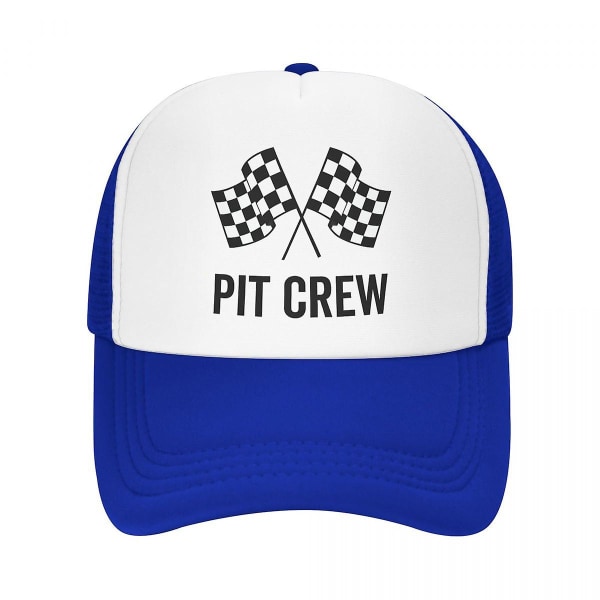 Mode Racerbil Pit Crew Ternet Flag Cap Til Mænd Kvinder Justerbar Racing Sport Trucker Hat Sport Bl Black Trucker hat