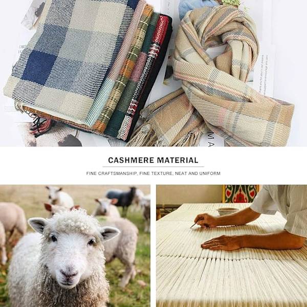 Vinter Tartan Sjal Langt Sjal Plaid Varmt Sjal Wraps Tæppe Sjal til Damer Tassel Sjal Lang Stole Green+pink Tartan