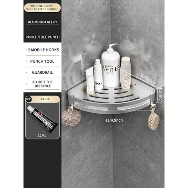 2 stk Opbevaringshylder til toilet/bruser silver