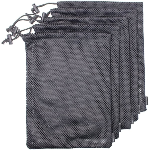 Sort mesh taske Nylon sæk Holdbar træksnor Nettaske Small Travel Stuff Sack Mesh opbevaring Ditty taske