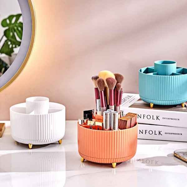 360° Roterende Makeup Børste Kosmetik Opbevaringsstativ - Lyseblå Light blue