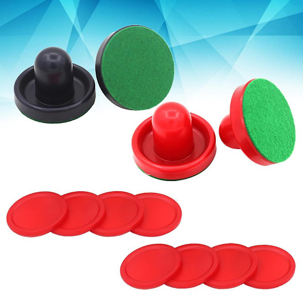 16 stk 76 mm Lufthockeypuck og Pusher-erstatning for spillbord Keeper Headset Lufthockeyutstyr Tilbehør (Rød Mørk Blå)