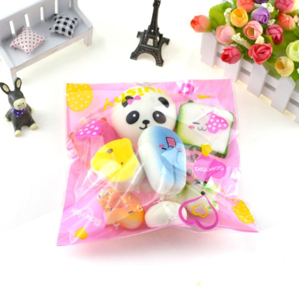10 stk Kawaii Mini Blødt Brød Squishy Legetøjspakke - Tilfældig Sorti