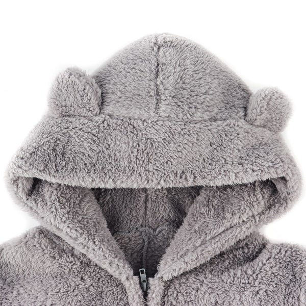 Jumpsuit för damer, mysig vinter-onesie, mysiga pyjamas för damer Grey L