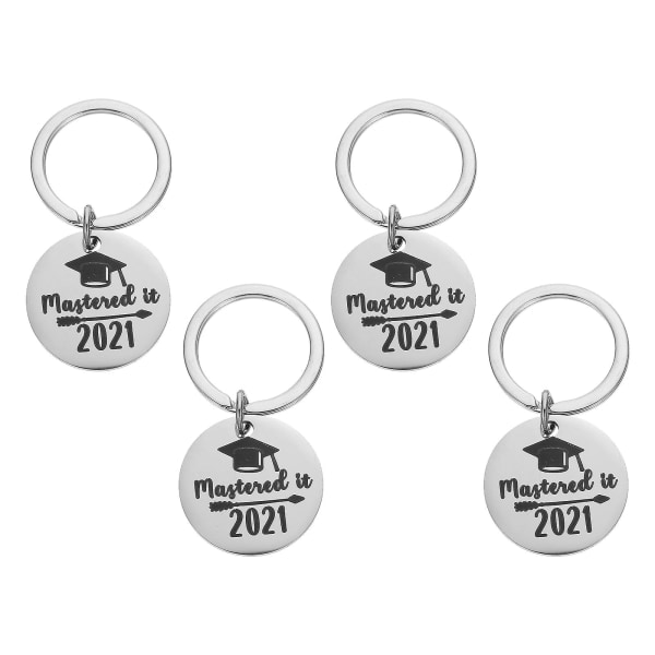 4 kpl Matka-avaimenperä 2021 valmistumisen avaimenperä 2021 valmistumisen avaimenperä Ainutlaatuinen avainlisävaruste (3x6x0,1 cm, hopea)