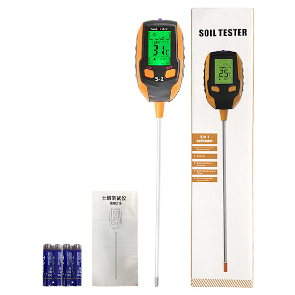 Maaperän pH-mittari 4 in 1 Maaperän kosteustesteri Digitaalinen testi